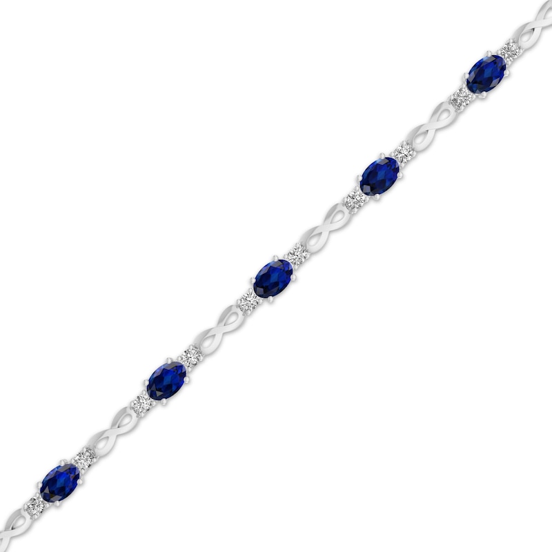 Main Image 2 of Oval-Cut Blue & White Lab-Created Sapphire Infinity Link Bracelet Sterling Silver 7.25"