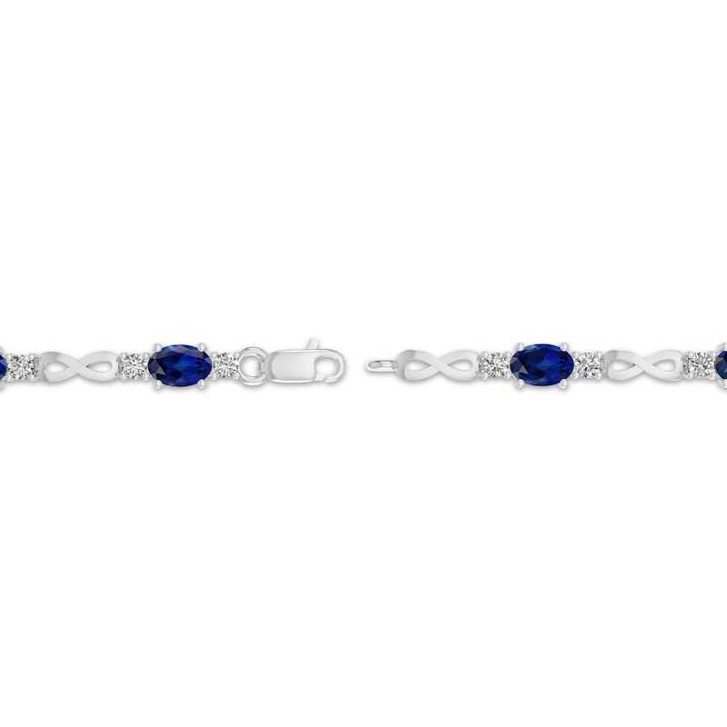 Main Image 3 of Oval-Cut Blue & White Lab-Created Sapphire Infinity Link Bracelet Sterling Silver 7.25"