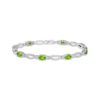 Thumbnail Image 1 of Oval-Cut Peridot & Diamond Accent Fashion Marquise Link Bracelet Sterling Silver 7.25"