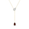 Thumbnail Image 1 of Pear-Shaped Garnet & White Lab-Created Sapphire "Y" Necklace 24K Yellow Gold Vermeil Sterling Silver 18"