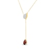 Thumbnail Image 2 of Pear-Shaped Garnet & White Lab-Created Sapphire "Y" Necklace 24K Yellow Gold Vermeil Sterling Silver 18"