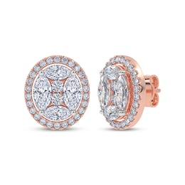 KAY Lab-Grown Diamonds Marquise & Round-Cut Halo Stud Earrings 6 ct tw 14K Rose Gold