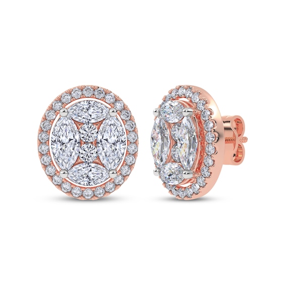 KAY Lab-Grown Diamonds Marquise & Round-Cut Halo Stud Earrings 6 ct tw 14K Rose Gold