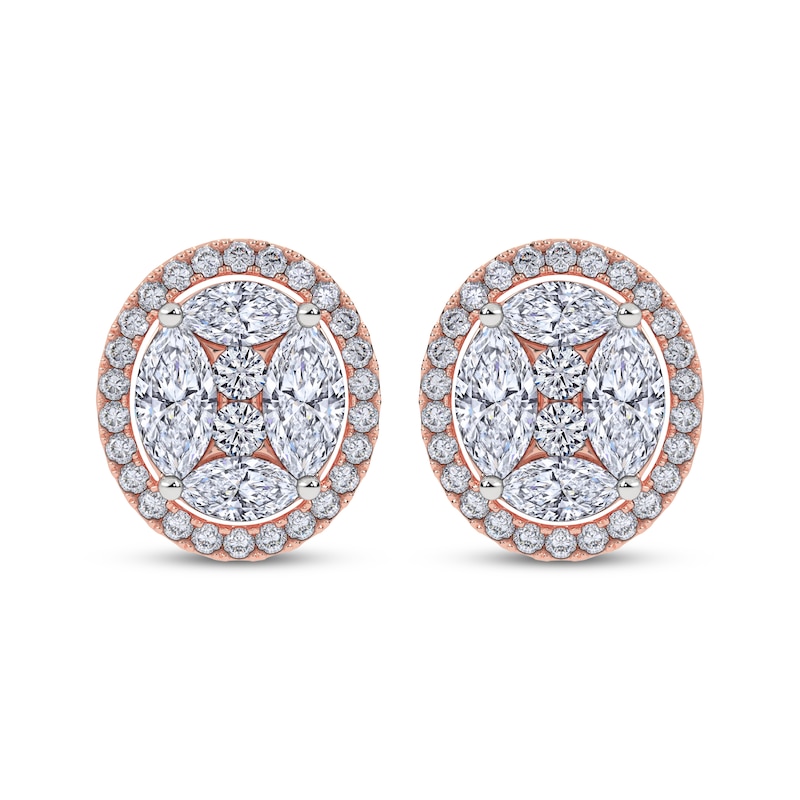 Main Image 2 of KAY Lab-Grown Diamonds Marquise & Round-Cut Halo Stud Earrings 6 ct tw 14K Rose Gold
