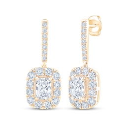 KAY Lab-Grown Diamonds Cushion-Cut Halo Dangle Earrings 2 ct tw 10K Yellow Gold