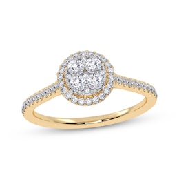 Adore Round-Cut Multi-Diamond Halo Engagement Ring 3/8 ct tw 10K Yellow Gold