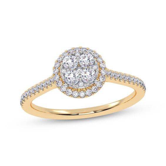 Adore Round-Cut Multi-Diamond Halo Engagement Ring 3/8 ct tw 10K Yellow Gold