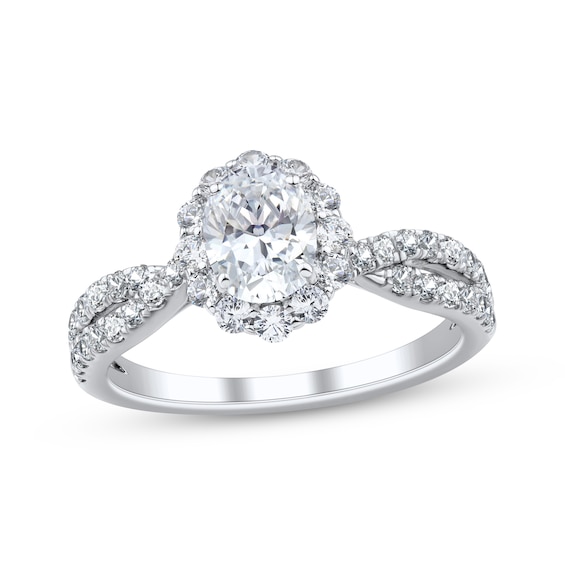 Adore Oval-Cut Diamond Halo Engagement Ring 1-1/3 ct tw 14K White Gold