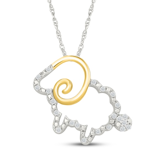 KAY Lab-Grown Diamonds Ram Necklace 1/6 ct tw Sterling Silver & 10K Yellow Gold Plate 18"