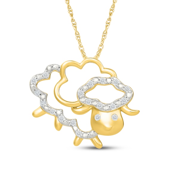 KAY Lab-Grown Diamonds Sheep Necklace 1/8 ct tw 10K Yellow Gold-Plated Sterling Silver 18"