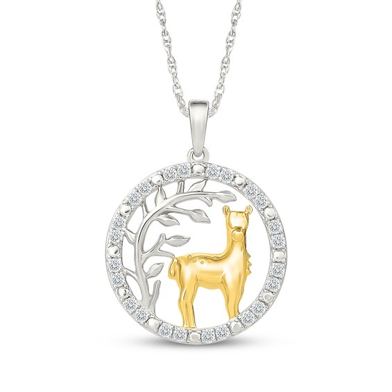 KAY Lab-Grown Diamonds Llama Circle Necklace 1/5 ct tw Sterling Silver & 10K Yellow Gold Plate 18"