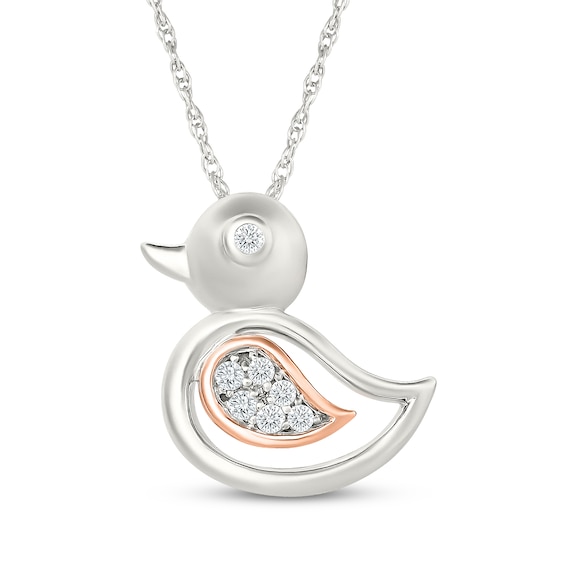 KAY Lab-Grown Diamonds Duck Necklace 1/20 ct tw Sterling Silver & 10K Rose Gold 18"