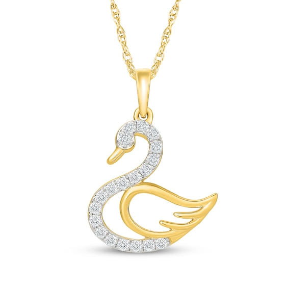 KAY Lab-Grown Diamonds Swan Necklace 1/6 ct tw 10K Yellow Gold-Plated Sterling Silver 18"