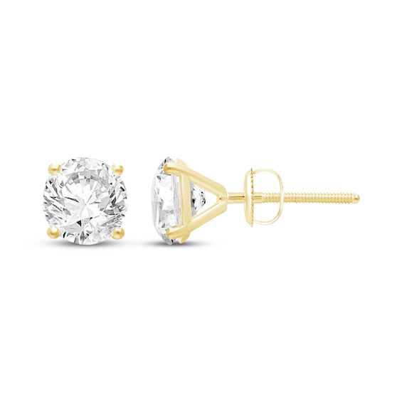 KAY Lab-Grown Diamonds Certified Round-Cut Solitaire Stud Earrings 2 ct tw 14K Yellow Gold (F/VVS2)
