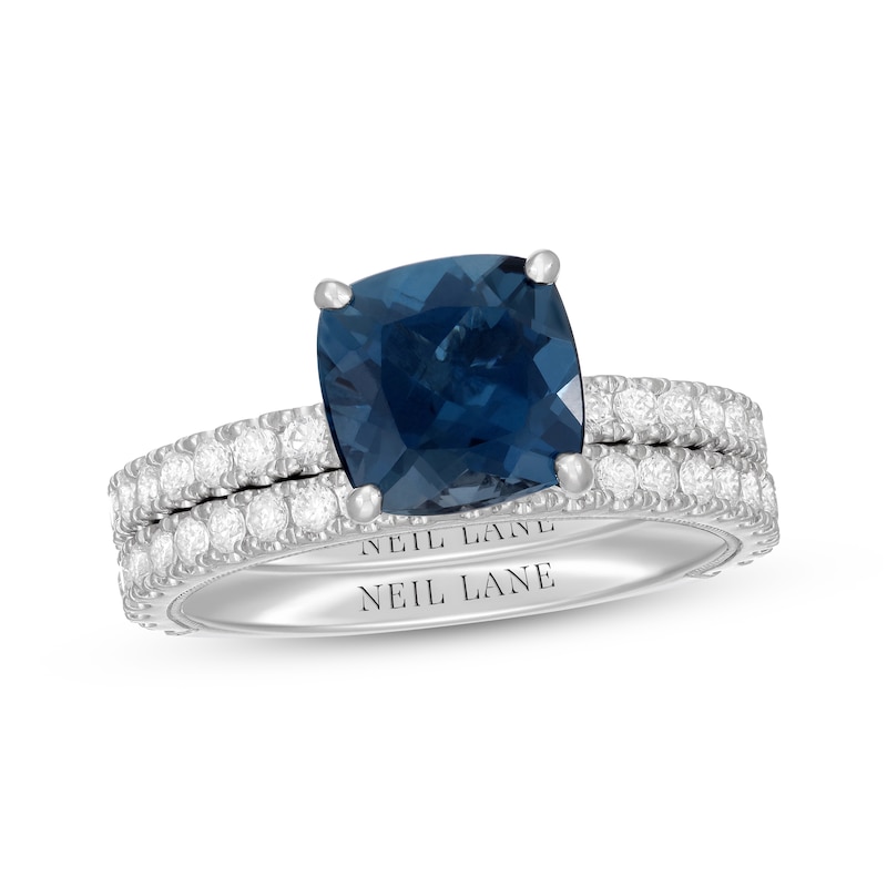 Neil Lane Cushion-Cut London Blue Topaz & Round-Cut Diamond Bridal Set 7/8 ct tw 14K White Gold