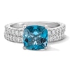 Thumbnail Image 3 of Neil Lane Cushion-Cut London Blue Topaz & Round-Cut Diamond Bridal Set 7/8 ct tw 14K White Gold