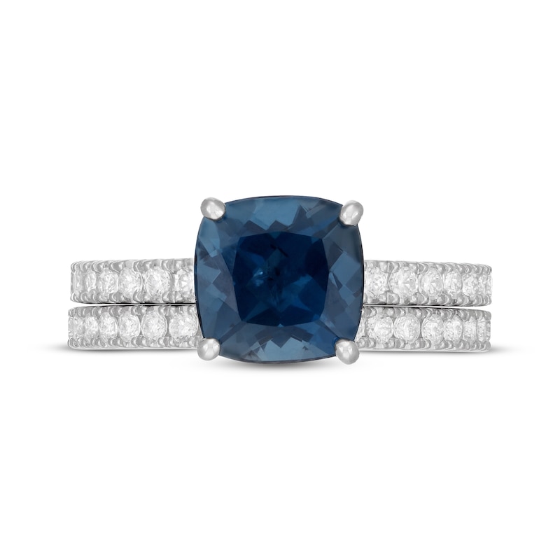 Neil Lane Cushion-Cut London Blue Topaz & Round-Cut Diamond Bridal Set 7/8 ct tw 14K White Gold