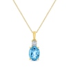 Thumbnail Image 0 of Oval-Cut Sky Blue Topaz & Diamond Necklace 10K Yellow Gold 18"
