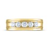 Thumbnail Image 3 of Men's THE LEO Diamond Wedding Band 1 ct tw Round-cut 14K Yellow Gold