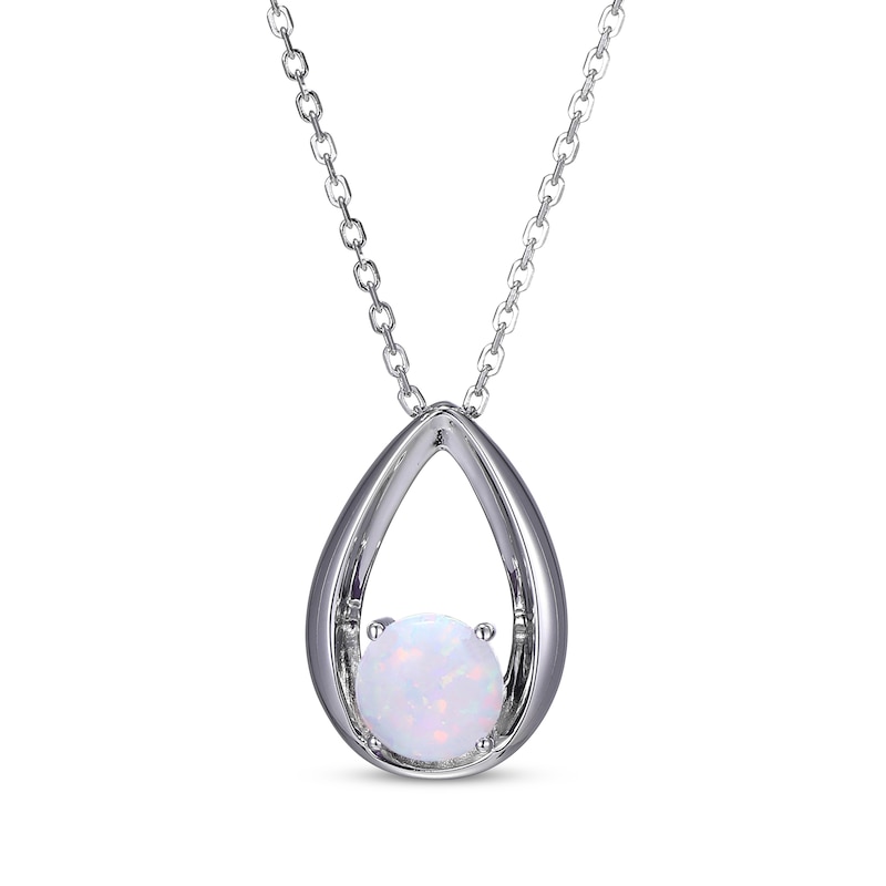 Main Image 2 of Round-Cut Lab-Created Opal Necklace & Stud Earrings Gift Set Sterling Silver 18"