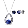 Thumbnail Image 0 of Round-Cut Blue Lab-Created Sapphire Necklace & Stud Earrings Gift Set Sterling Silver 18"