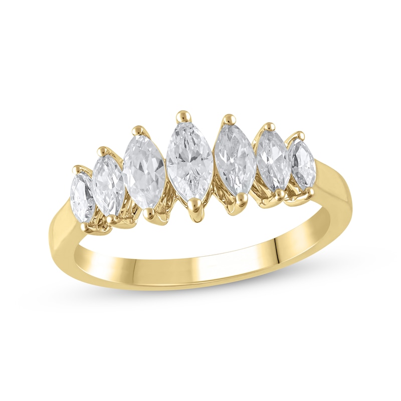 Main Image 1 of Lab-Grown Diamonds Marquise-Cut Anniversary Band 1 ct tw 14K Yellow Gold