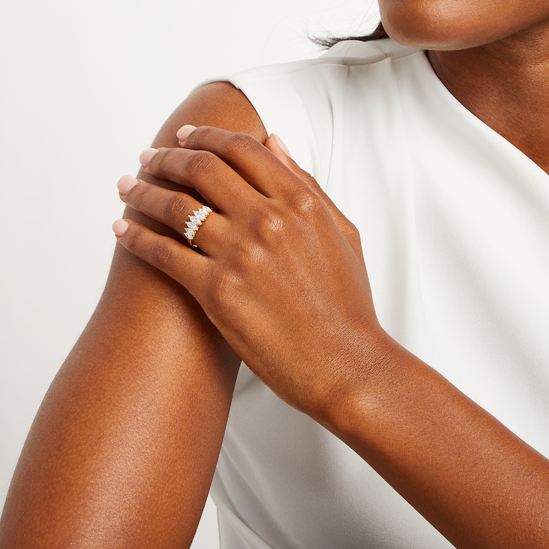 Main Image 4 of Lab-Grown Diamonds Marquise-Cut Anniversary Band 1 ct tw 14K Yellow Gold