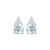 Thumbnail Image 2 of Cushion-Cut Aquamarine & White Lab-Created Sapphire Stud Earrings Sterling Silver