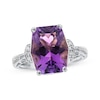 Thumbnail Image 0 of Hexagon-Cut Amethyst & Diamond Ring 1/10 ct tw Sterling Silver