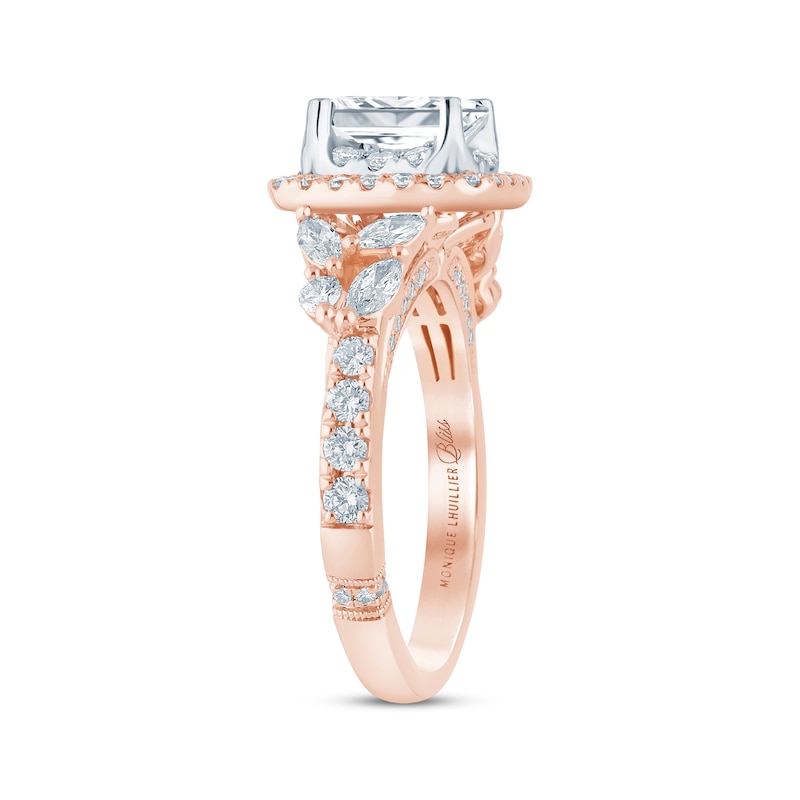 Main Image 2 of Monique Lhuillier Bliss Princess-Cut Lab-Grown Diamond Engagement Ring 1-3/4 ct tw 18K Two-Tone Gold