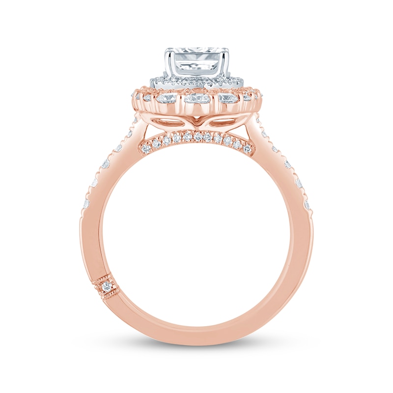 Main Image 3 of Monique Lhuillier Bliss Princess-Cut Lab-Grown Diamond Engagement Ring 1-3/4 ct tw 18K Two-Tone Gold