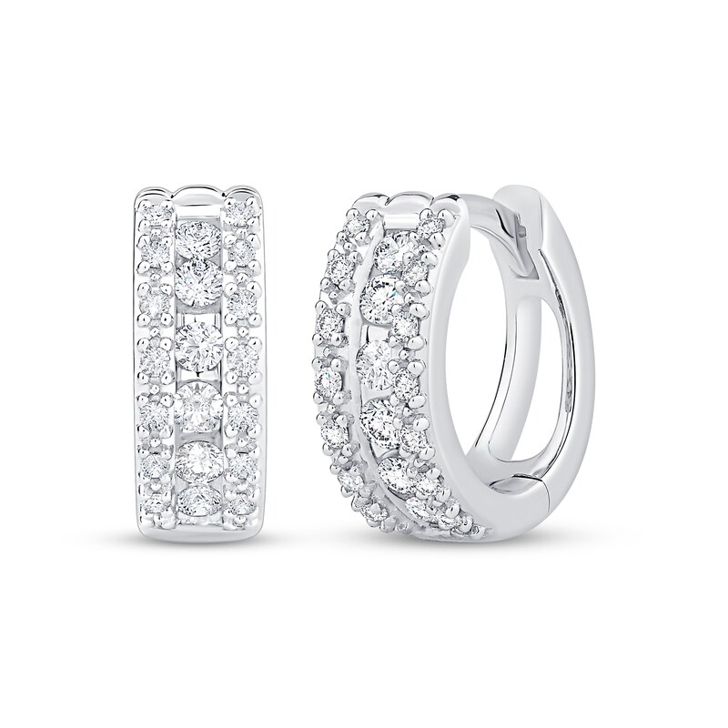 Main Image 1 of Diamond Huggie Hoops 1/3 ct tw 10K White Gold