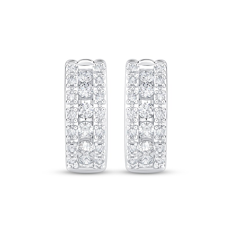 Main Image 2 of Diamond Huggie Hoops 1/3 ct tw 10K White Gold