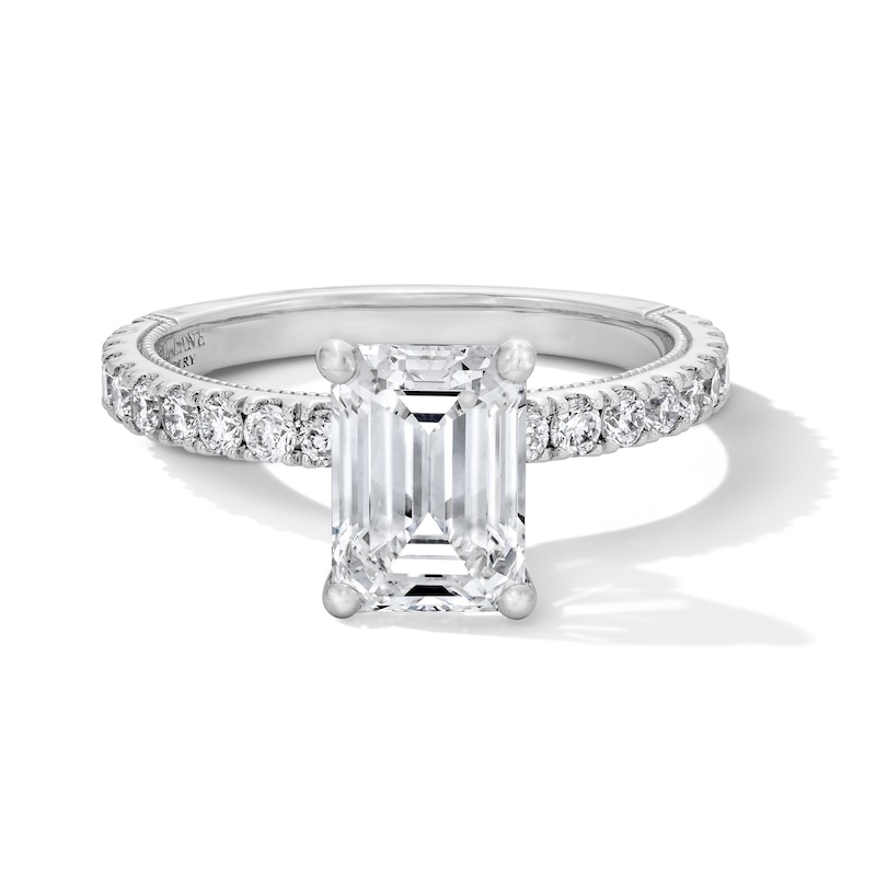 Main Image 3 of Neil Lane Artistry Emerald-Cut Lab-Grown Diamond Engagement Ring 2-1/2 ct tw 14K White Gold