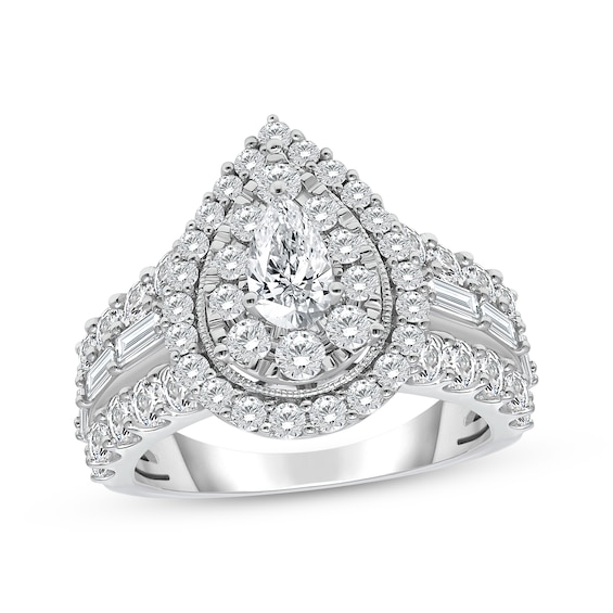 Adore Lab-Grown Diamonds Pear-Shaped Double Halo Engagement Ring 3 ct tw 14K White Gold