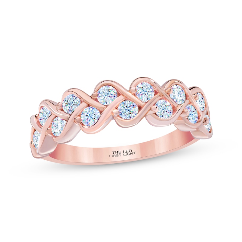 THE LEO First Light Diamond Staggered Anniversary Ring 3/4 ct tw 14K Rose  Gold