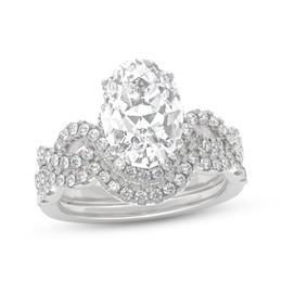 THE LEO Legacy Lab-Grown Diamond Oval-Cut Twist Shank Bridal Set 2-5/8 ct tw 14K White Gold