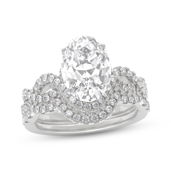 THE LEO Legacy Lab-Grown Diamond Oval-Cut Twist Shank Bridal Set 2-5/8 ct tw 14K White Gold