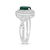 Thumbnail Image 1 of Oval-Cut Lab-Created Emerald & White Lab-Created Sapphire Ring Sterling Silver
