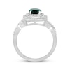 Thumbnail Image 2 of Oval-Cut Lab-Created Emerald & White Lab-Created Sapphire Ring Sterling Silver