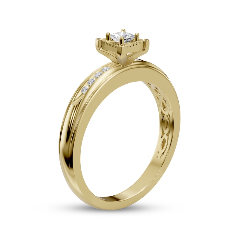 Main Image 3 of Adore Princess-Cut Diamond Engagement Ring 1/8 ct tw 10K Yellow Gold