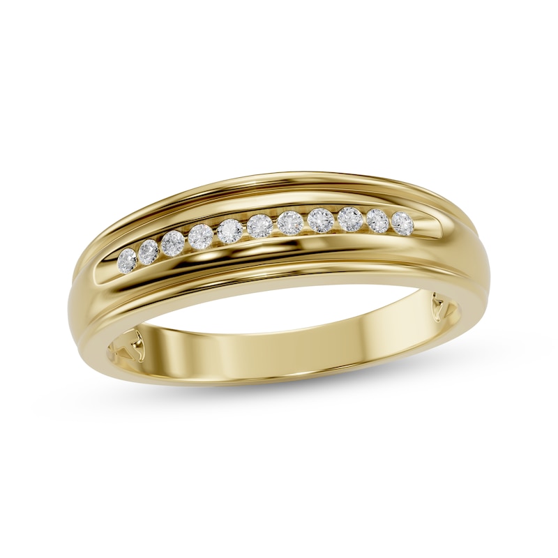 Main Image 8 of Adore Men's Diamond Wedding Band 1/8 ct tw 10K Yellow Gold
