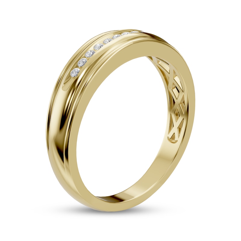Main Image 9 of Adore Men's Diamond Wedding Band 1/8 ct tw 10K Yellow Gold