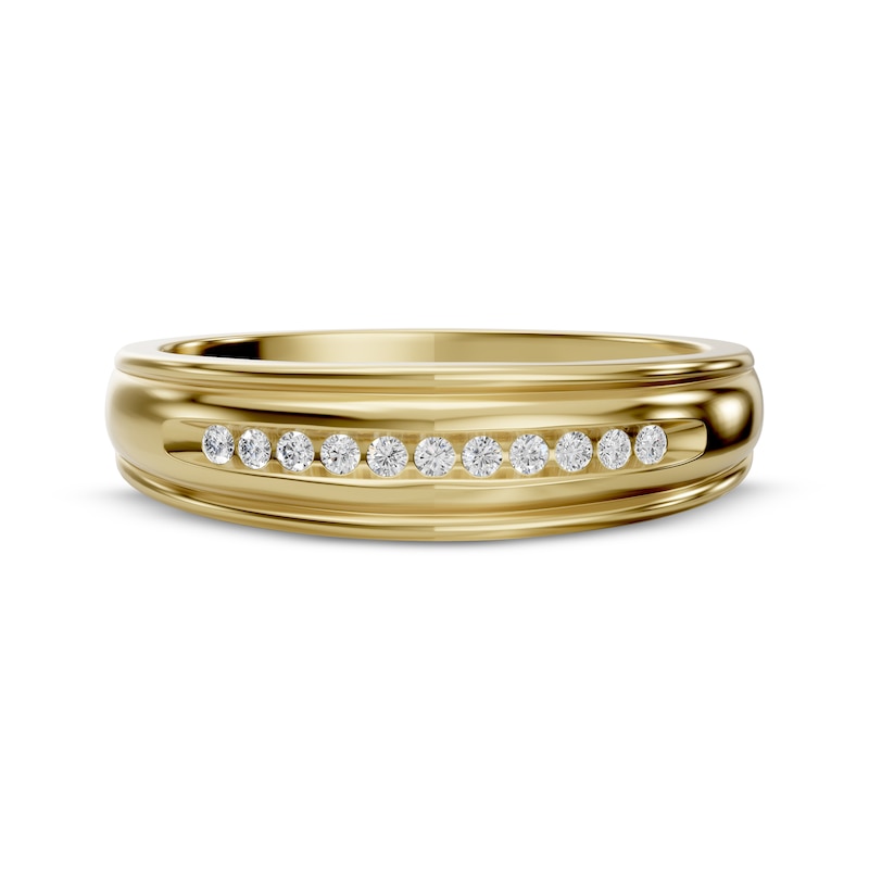Main Image 10 of Adore Men's Diamond Wedding Band 1/8 ct tw 10K Yellow Gold