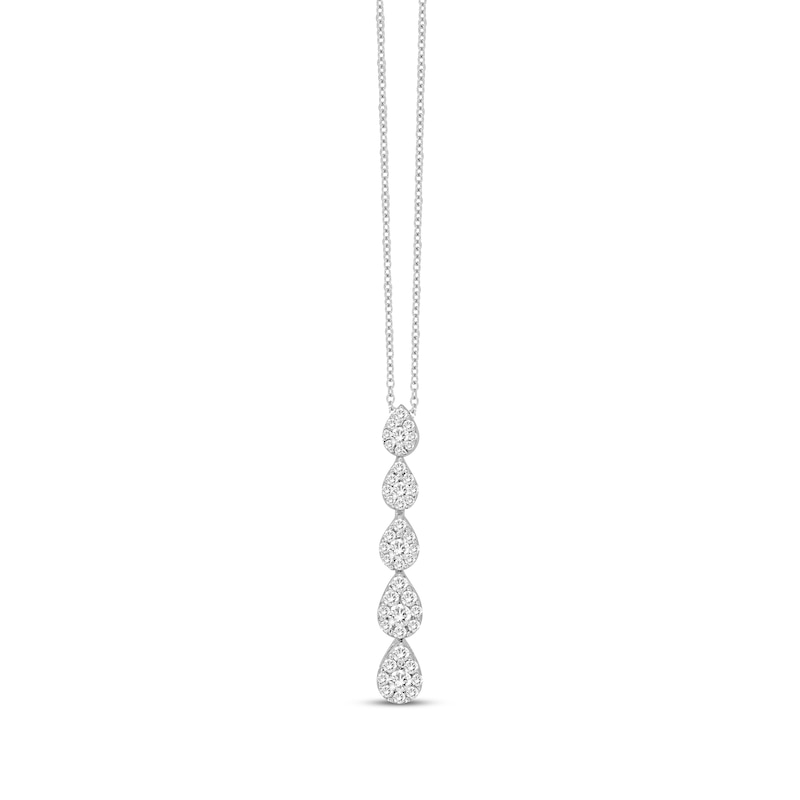 Main Image 1 of Diamond Graduated Pear Drop Necklace 1/2 ct tw 10K White Gold 18"