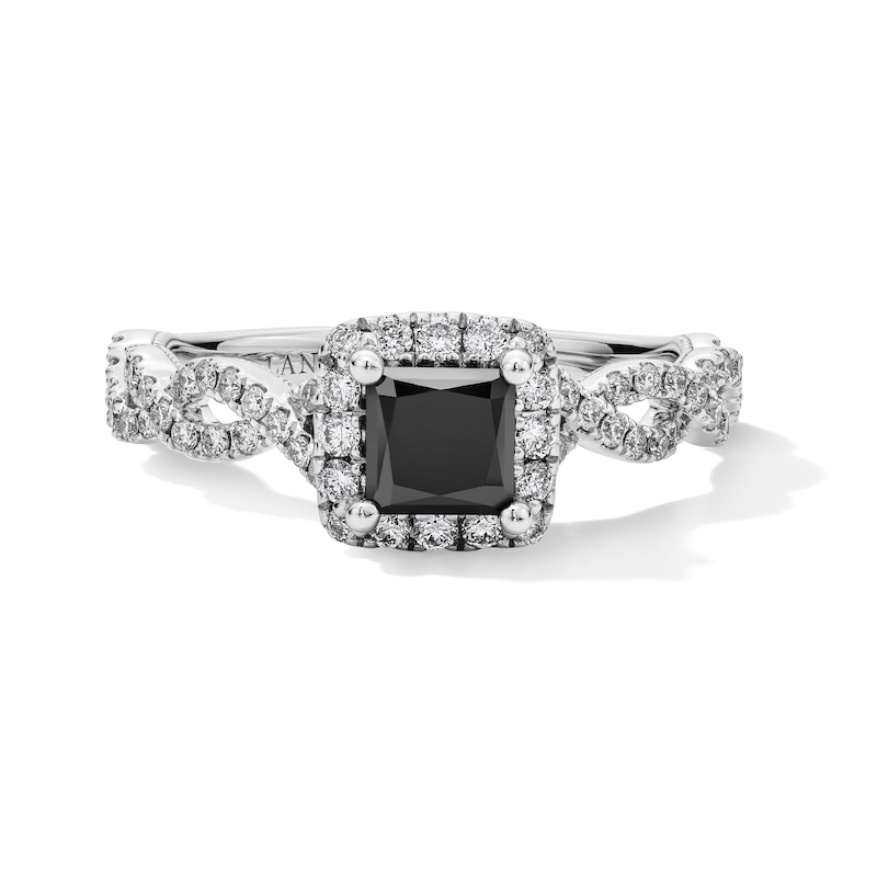 Main Image 8 of Neil Lane Princess-Cut Black Diamond & White Diamond Engagement Ring 1-1/5 ct tw 14K White Gold