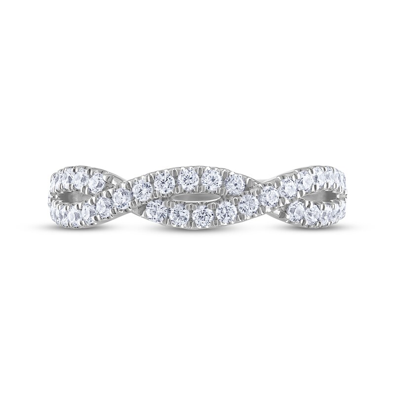 THE LEO Diamond Round-Cut Crossover Twist Anniversary Band 1/2 ct tw 14K White Gold