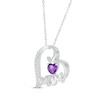 Thumbnail Image 1 of Heart-Shaped Amethyst & White Lab-Created Sapphire "Mom" Heart Necklace Sterling Silver 18”