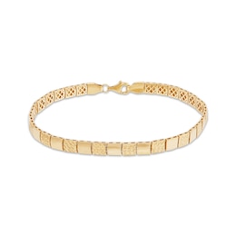 Diamond-Cut Semi-Solid Square-Link Bracelet 10K Yellow Gold 7.5"
