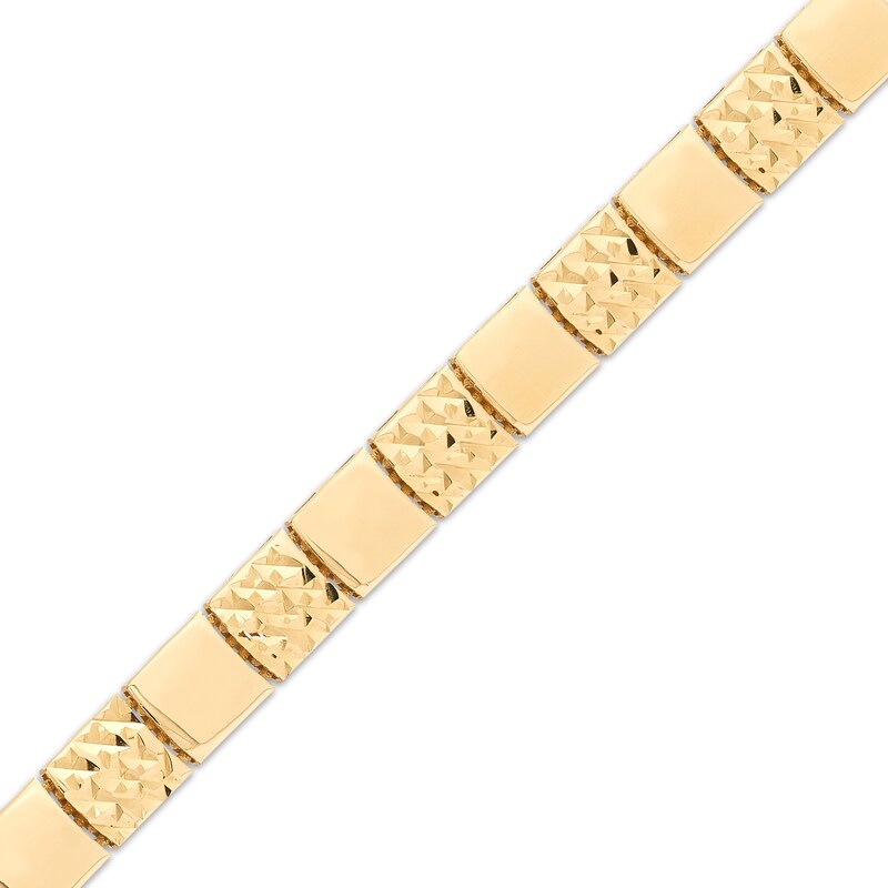 Main Image 2 of Diamond-Cut Semi-Solid Square-Link Bracelet 10K Yellow Gold 7.5&quot;
